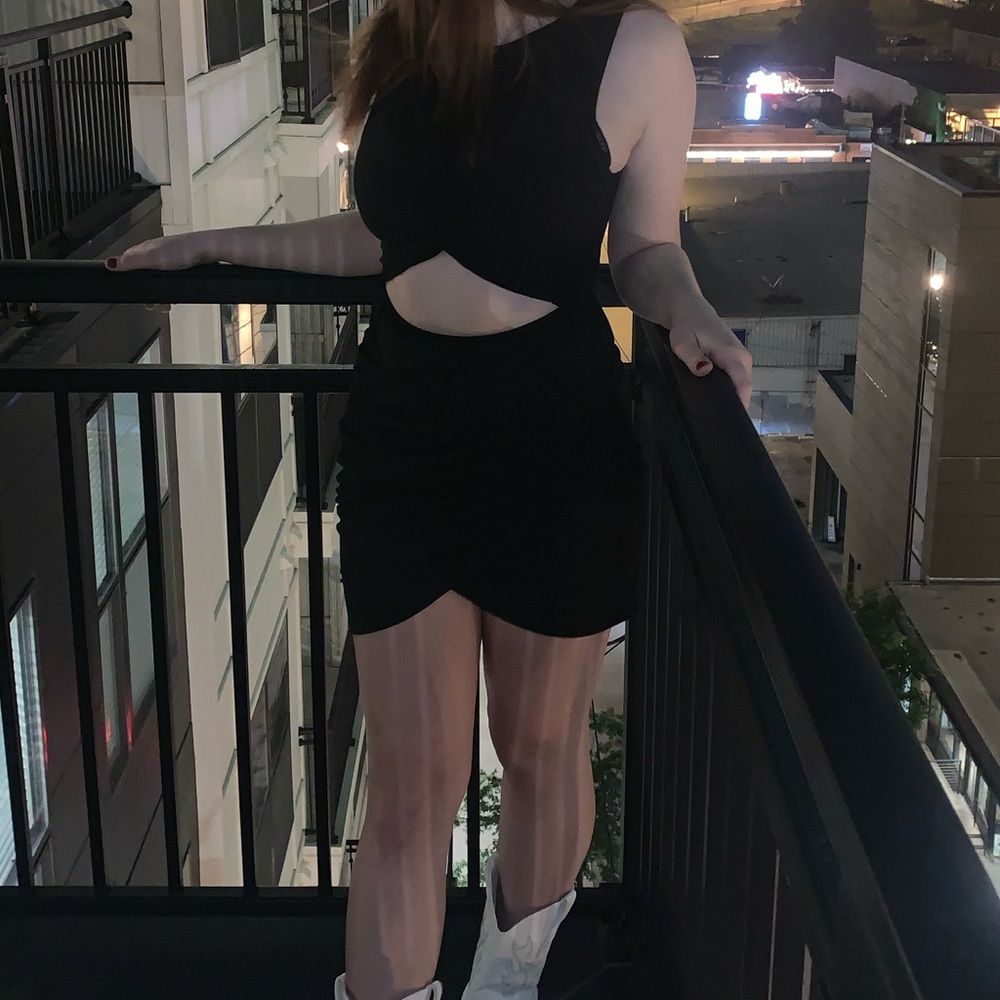 Amazon Elegant Black Cut-Out Mini Dress